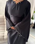 Nena Black Pearl Detail Tie Back Kaftan Dress