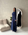 Nena Navy Pearl Detail Tie Back Kaftan Dress