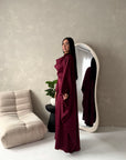 Vanity Wine Choker Cowl Neck Tie Back Kaftan Dress