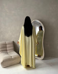 Vanity Yellow Choker Cowl Neck Tie Back Kaftan Dress