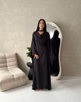 Vanity Black Choker Cowl Neck Tie Back Kaftan Dress