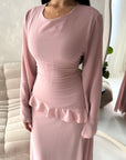 Lila Pink Mesh Frill Detail Lined Dress