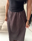 Irma Brown Polka Dot Satin Skirt