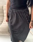 Irma Black Polka Dot Satin Skirt