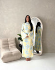 Geri Yellow Linen Floral Summer Modest Dress