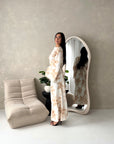 Geri Cream Linen Floral Summer Modest Dress