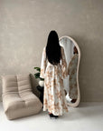 Geri Cream Linen Floral Summer Modest Dress