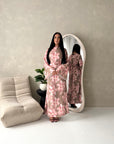 Geri Mocha Linen Floral Summer Modest Dress