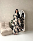 Geri Black Linen Floral Summer Modest Dress