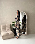 Geri Black Linen Floral Summer Modest Dress