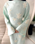 Marwa Mint Floral Embroidery Linen Summer Dress