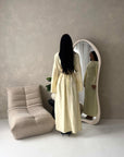 Marwa Yellow Floral Embroidery Linen Summer Dress