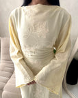 Marwa Yellow Floral Embroidery Linen Summer Dress
