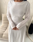 Rosh White With Wine Polka Dot A line Summer Dress