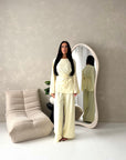 Hadia Yellow Front Gather Top & Trouser Co Ord Set