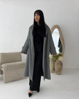 Kaira Light Grey Collar Buttoned Belted Coat