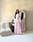 Raia Light Pink Pearl Detail Modest Skirt Co Ord