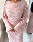 Mirya Pink Lace Lined Skirt Summer Co Ord Set