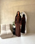 Mirya Brown Lace Lined Skirt Summer Co Ord Set