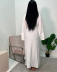 Levani White Wrap Tie Modest Dress