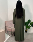 Levani Khaki Wrap Tie Modest Dress