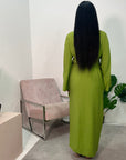 Levani Lime Green Wrap Tie Modest Dress