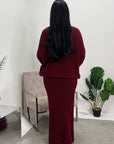 Ivy Wine Knitted Skirt Two Piece Set