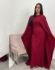 Miah Wine Modest Diamante Hot Fix Kaftan Dress