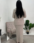 Akla Beige Cable Knitted Skirt And Jumper Two Piece Set