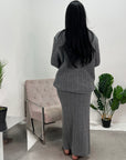 Akla Grey Cable Knitted Skirt And Jumper Two Piece Set