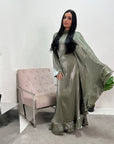 Nazah Khaki Side Drape Modest Dress
