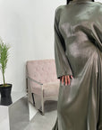 Nazah Khaki Side Drape Modest Dress