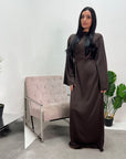 Laya Chocolate Wrap Detail Flare Sleeve Modest Dress