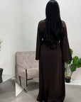 Laya Chocolate Wrap Detail Flare Sleeve Modest Dress
