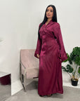 Avani Wine Wrap Around Modest Dress