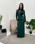 Milan Emerlad Green Ruched Modest Dress