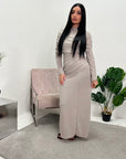 Milan Mocha Ruched Modest Dress