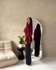 Siria Wine Lace Trim Cape Elegant Top