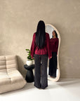 Siria Wine Lace Trim Cape Elegant Top