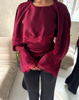 Siria Wine Lace Trim Cape Elegant Top