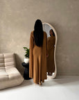 Nari Camel Plain Waist Ruched Sleeve Cape Dress