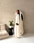 Amara Cream With Black Lace Detail Two Peice Co Ord Abaya Set