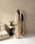 Vanity Beige Choker Cowl Neck Tie Back Kaftan Dress