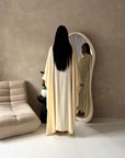 Vanity Cream Choker Cowl Neck Tie Back Kaftan Dress