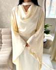 Vanity Cream Choker Cowl Neck Tie Back Kaftan Dress