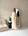 Urai Cream 2pcs Mesh Abaya With Satin Dress