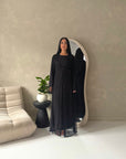 Fria Black Lace Abaya Modest 2pcs Set