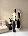 Siria Cream With Black Lace Trim Cape Elegant Top