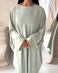 Layana Mint Gold Sparkle 2pcs Abaya & Slip Dress