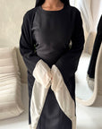 Urai Black 2pcs Mesh Abaya With Satin Dress